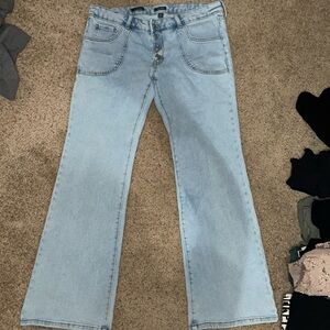 light blue flare jeans